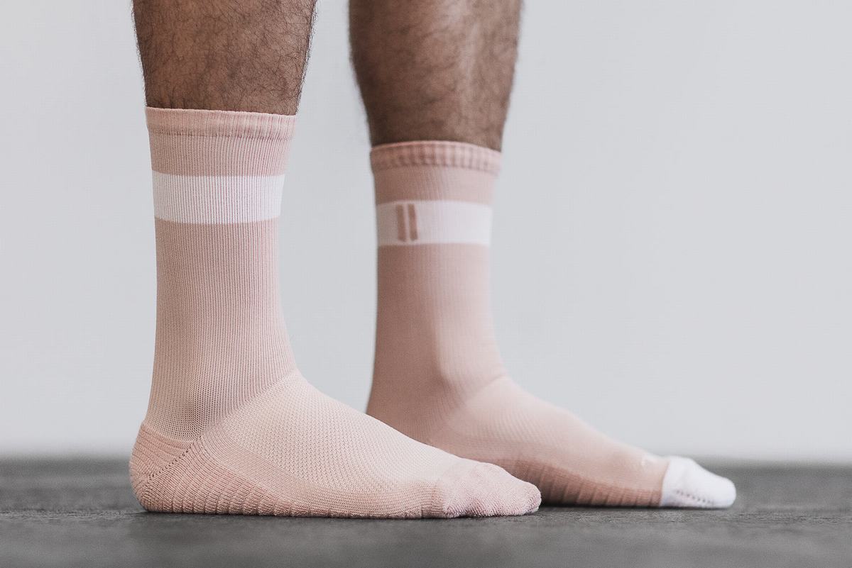 Nobull Crew Men\'s Socks Rose White | Australia (OQ7892)